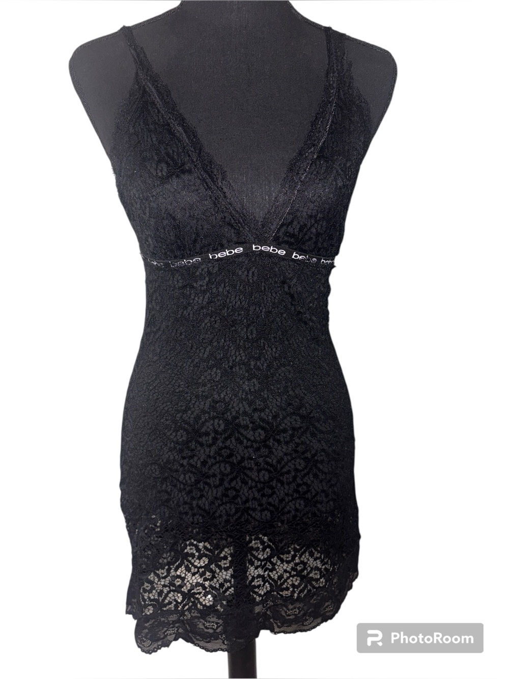 Lacy VTG bebe SZ SM lingerie black dress sexy